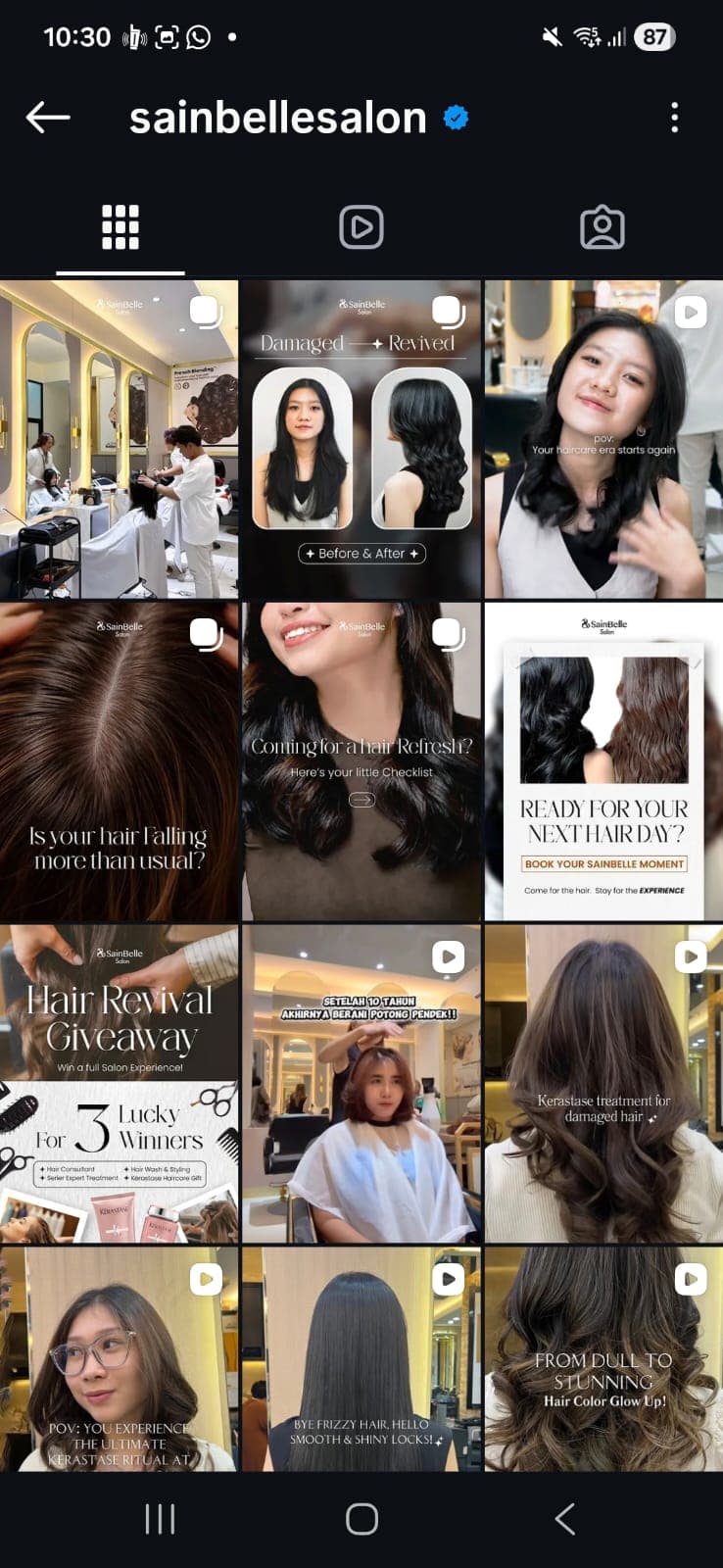 Social media content and feed design for a skincare brand